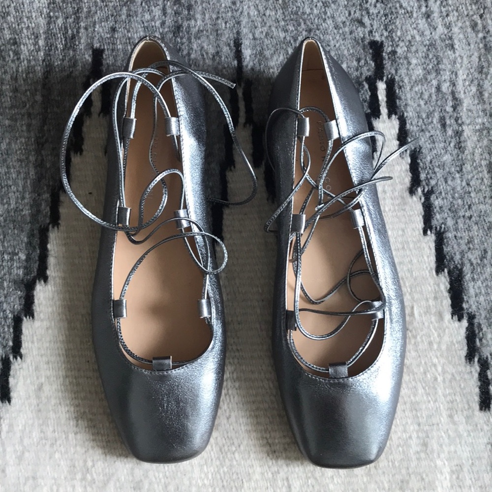 Fabio Rusconi silver ballet style flats lace up